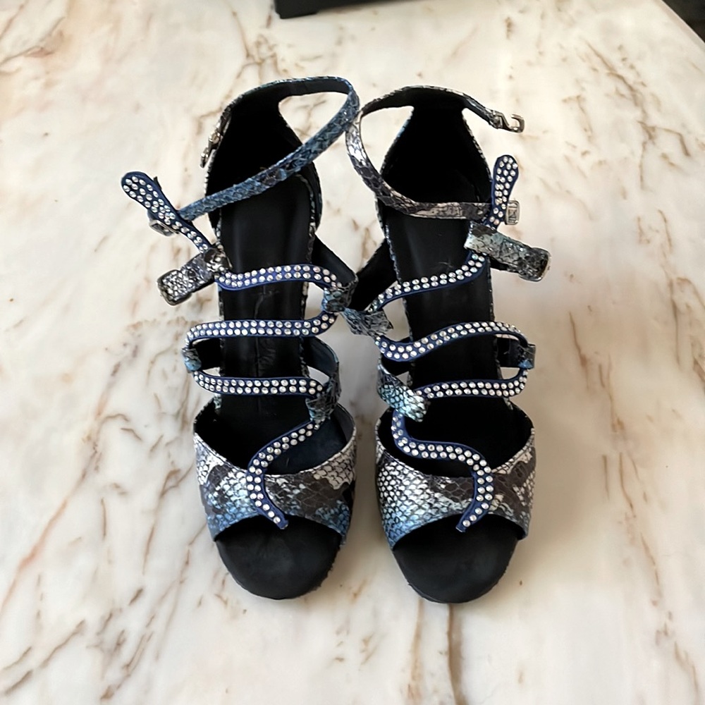 Very Fine Dancesport Blue Rhinestone Heels Sz 6
